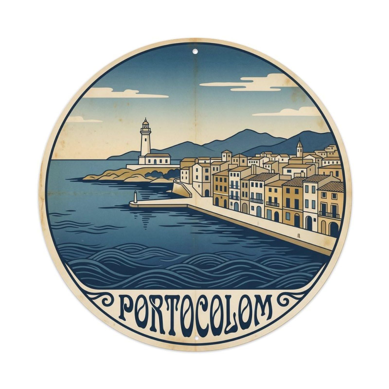 Mallorca Colom Harbor Coastal Travel Island Culture Metal Tin Sign