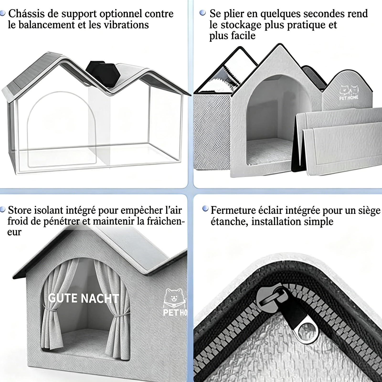 Maison Rafraîchissante Chat avec 10 Blocs de Glace, Maison Isotherme Chat 3 Couches, Cabane Rafraichissante Chats Pliable Portable, Niche Rafraichissantes Chats pour Été, Intérieur et Extérieur，D：L