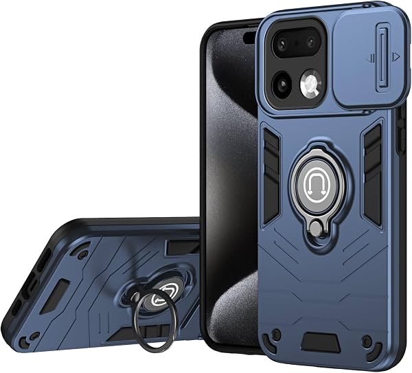 Funda para Realme 16 Pro Plus /16 + 5G con soporte y cubierta deslizante para cámara, protección resistente de grado militar, compatible con el teléfono (azul)