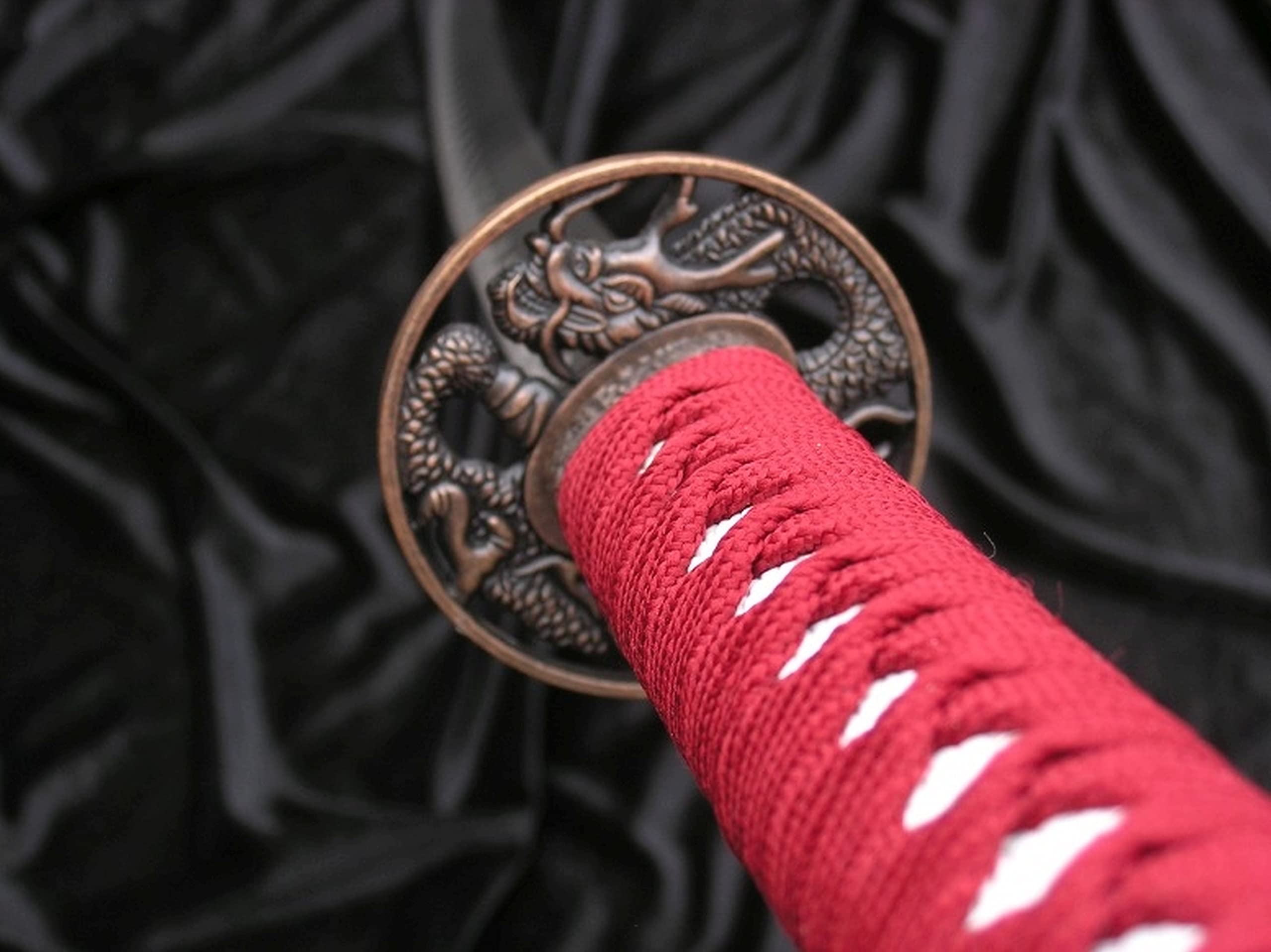 Spada da samurai Katana Red Dragon Sword Real Metal Not Sharp Steel con fodero per la decorazione di un collezionista o come regalo 4KM80-405RD
