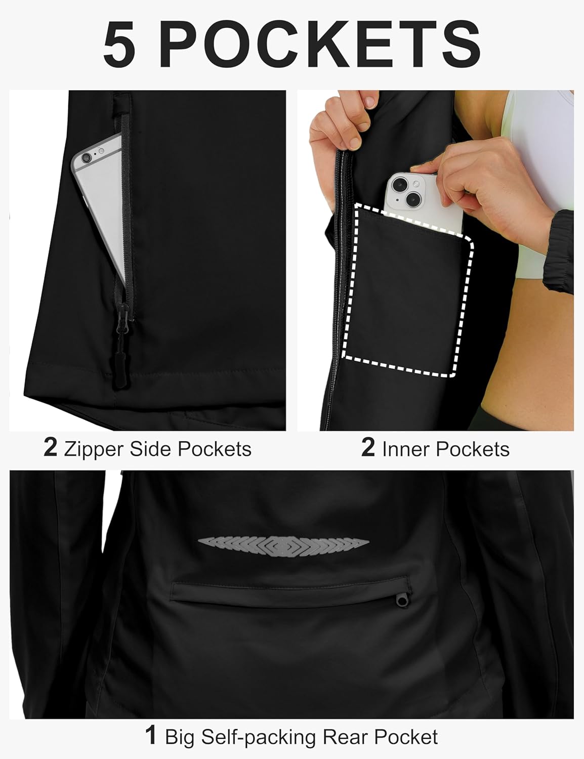 Little Donkey Andy Women's Lightweight Waterproof Cycling Jacket with Removable Sleeves & Hood for Biking Running Golf - Image 7