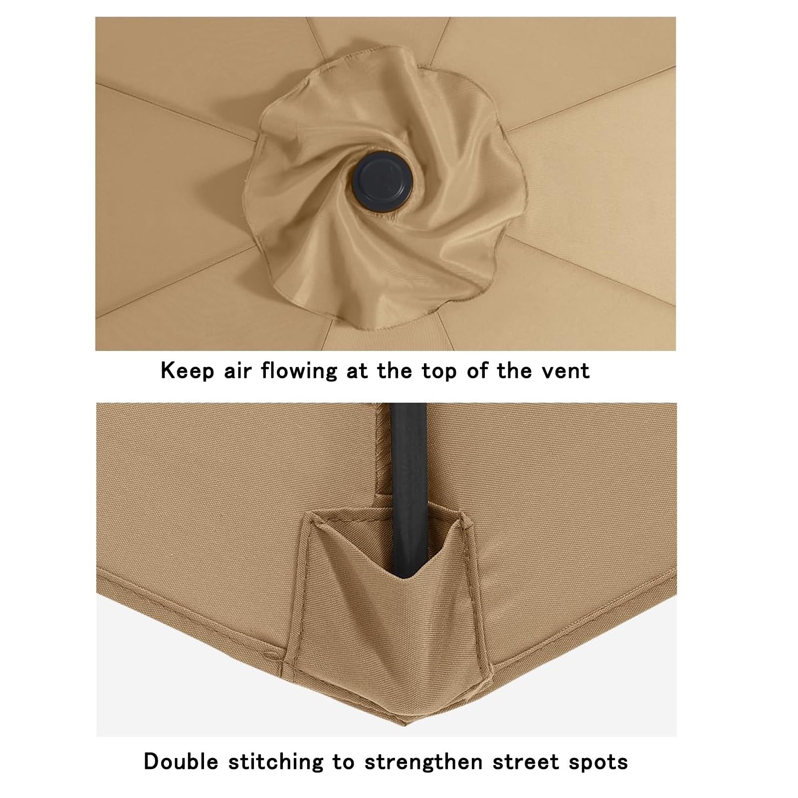 Toldo De Recambio De Sombrilla Cubierta De Repuesto Para Parasol, 2m 2.3m 2.5m 2.7m 2.8m 3m 3.5m 4m 6 Y 8 Varillas Sombrilla En Voladizo para Jardín Patio Piscina Terrazas(Cream white,3.5m - 8Ribs)