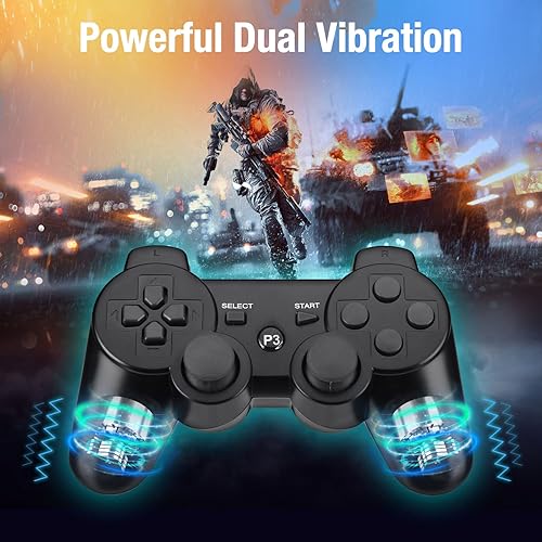 Miniatura 2 de TESSGO PS3 Controller 2 Pack Compatible with PS-3, Rechargeable Game Wireless Controller with Upgraded Joystick for PlayStation 3