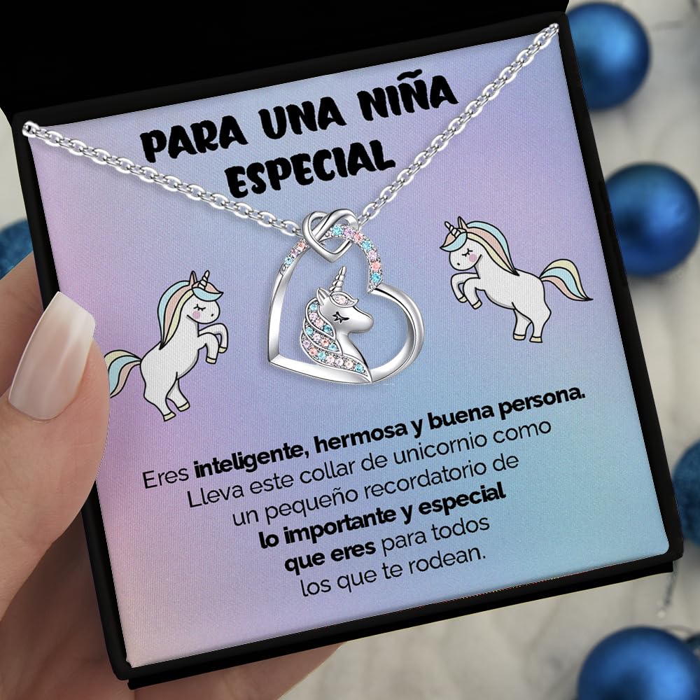 Regalo Niña 10 Años, Colgante De Unicornio, Regalos Niña 7, 8, 9, 10, 11, 12 Años, Collar Niñas Plata De Ley, Regalo Original Para Niñas, Navidad, Reyes