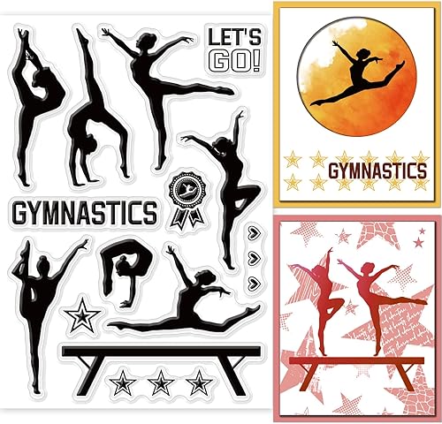 GLOBLELAND Sellos transparentes de gimnasia con temática deportiva, silueta humana, silicona transparente, sellos humanos para manualidades, álbumes