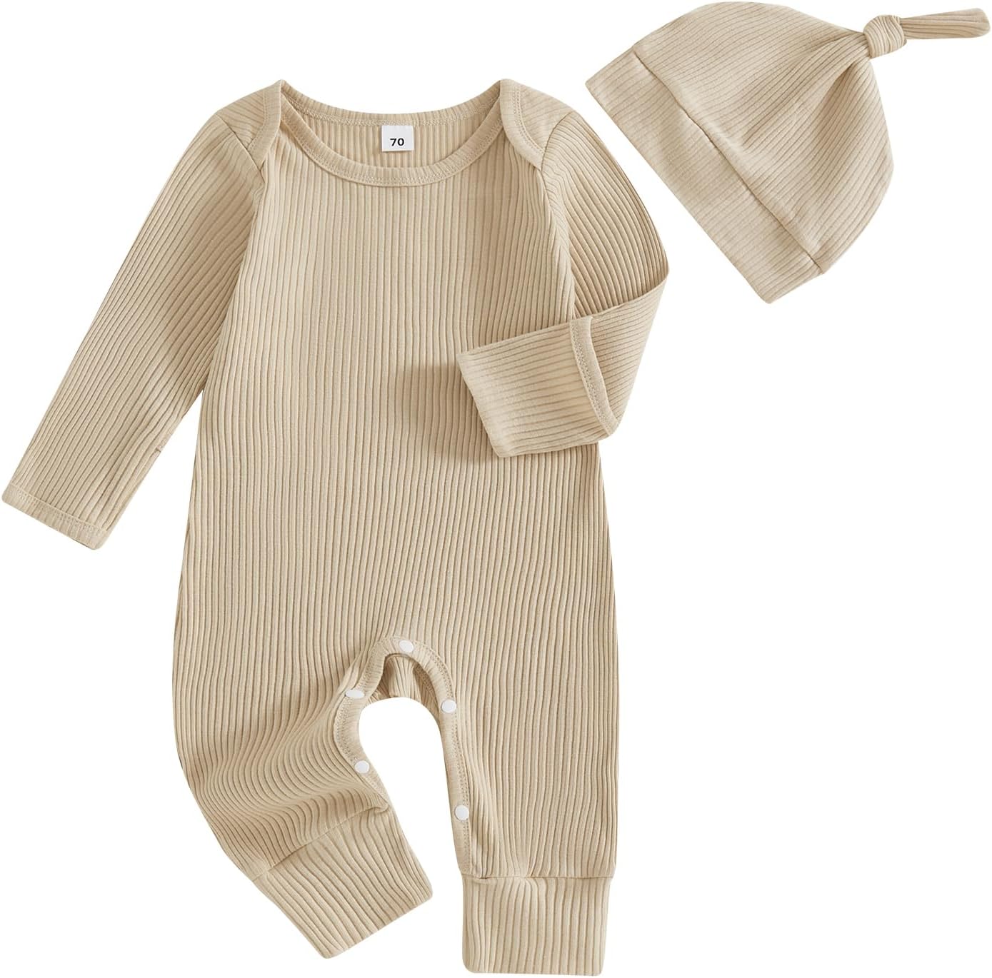 Murnouche Newborn Baby Boy Clothes Coming Home Outfit Ribbed Romper with Hat Bodysuit Jumpsuit