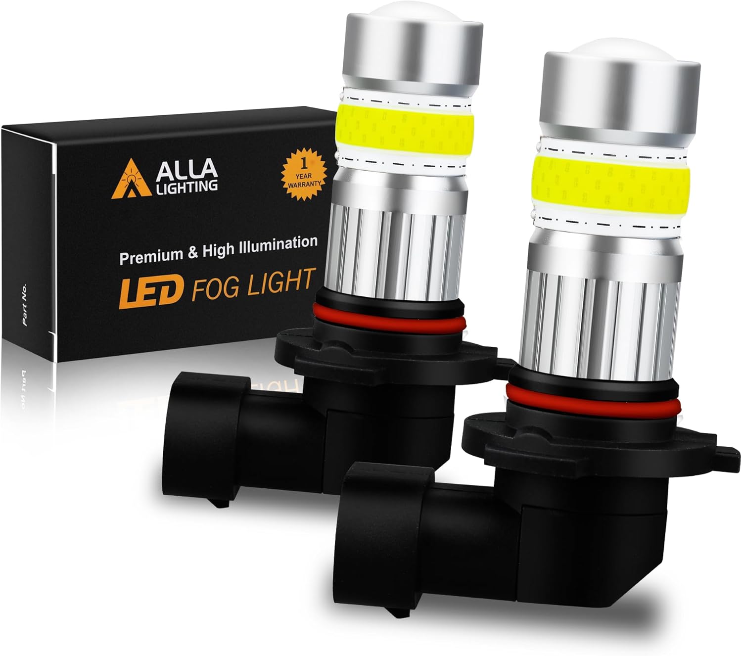 Alla Lighting 9145 9140 H10 LED Fog Lights Bulbs, 8000K Ice Blue 2800 Lumens Xtreme Super Bright COB-72 SMD 12V DRL Replacement