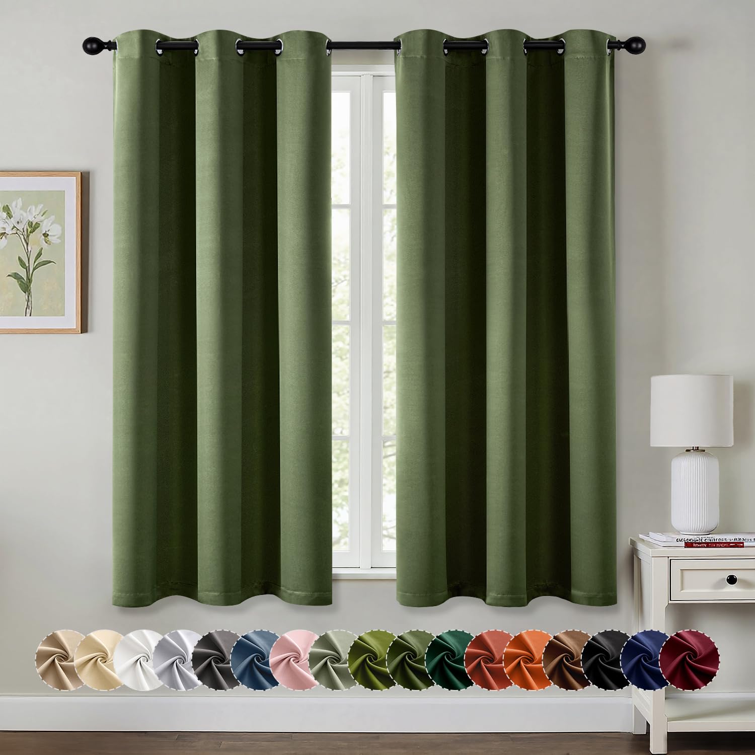 Photo 1 of 100% Blackout Shield Linen Textured Total Blackout Curtains for Bedroom 84 Inches Long, Back Tab/Rod Pocket Living Room Drapes, Thermal Insulated Blackout Curtains 2 Panels Set, 50" W x 84" L, Cream