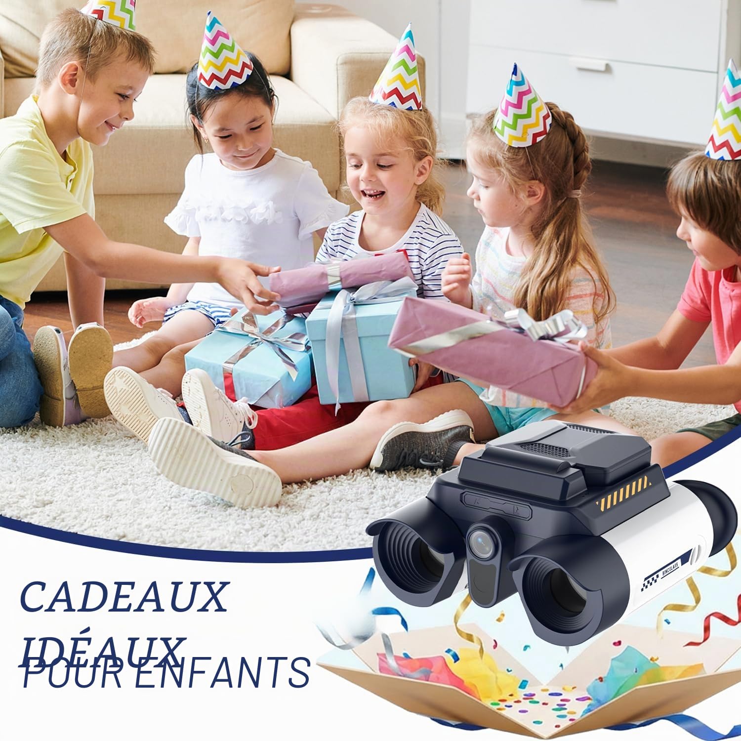 Jumelles Enfants Ahalfcit Télescope Jouet Vision Nocturne Infrarouge 10x25 Écran Couleur 2,4 Pouces Exploration Plein Air 4 Ans+ Blanc