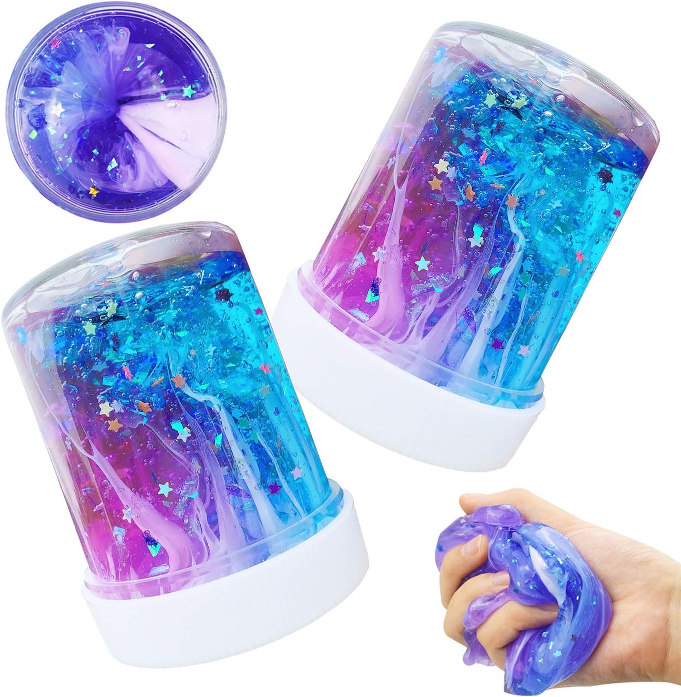 SWZY Newest Starry Sky Slime, Fluffy Slime Toy Floam Mixing Cloud Slime Putty Scented Stress Relief Clay for Kids and Adults, 2 Pack