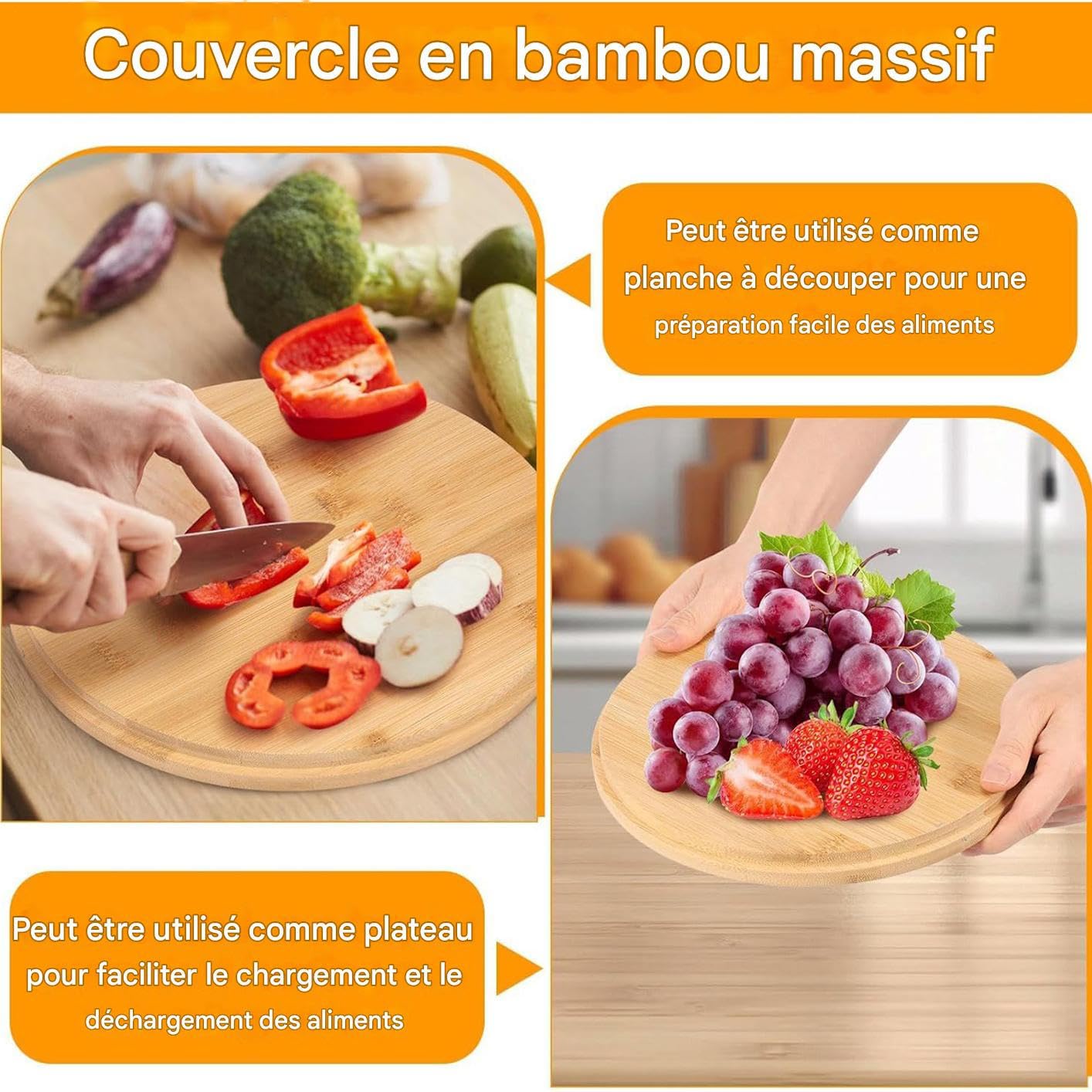 Grand Saladier Contenants Alimentaires En Bois Ustensiles De Cuisine | Grands Bols De Service Avec Couvercles Mixage Cuisson Préparation Repas Fruits Légumes Pâtes Céréales