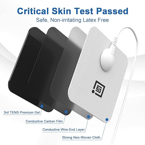 Miniatura 6 de TENS - Almohadillas de repuesto para unidades con conectores a presión (paquete de 20)  Almohadillas de electrodo reutilizables y autoadhesivas de