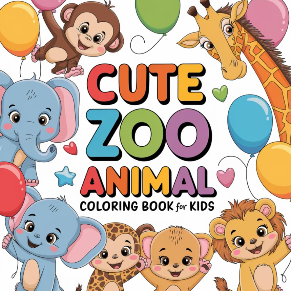 Cute Zoo Coloring Book for Kids: Hours of Fun Coloring Adorable Animals for Kids Ages 4+