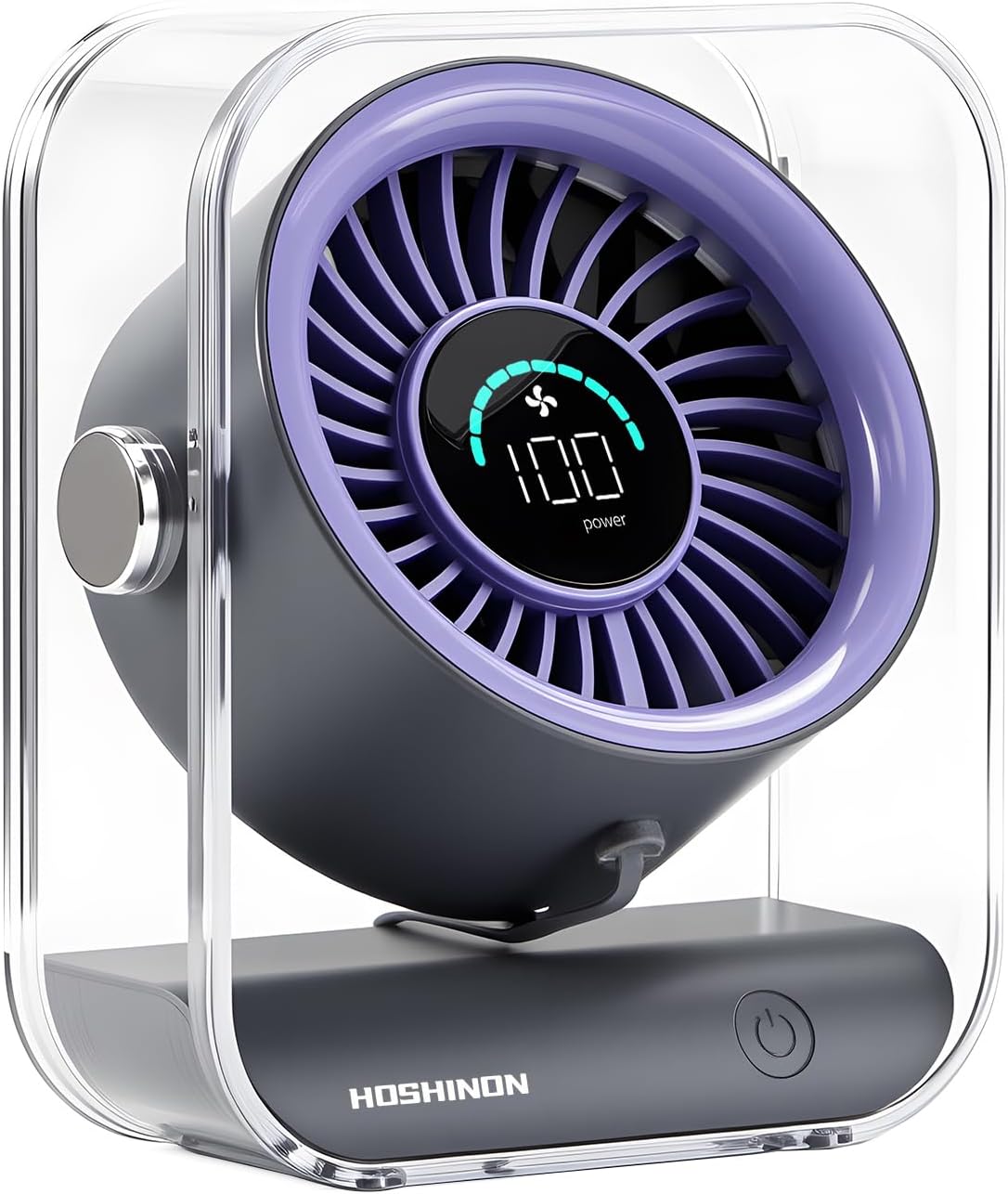 ホシノン(HOSHINON) 卓上扇風機 静音 小型 USB充電式 デスクファン タイプC 首振り 強力 ミニ扇風機 卓上ファン コンパクト ClearAir 1 [国内メーカー] (グレー＆パープル)