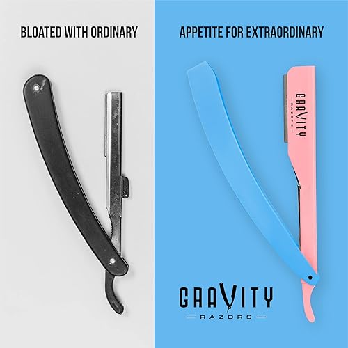Miniatura 2 de GRAVITY RAZORS Kit profesional de maquinilla de afeitar recta, ultra exposición, incluye 10 cuchillas premium, 0.079 in expuestas, algodón de azúcar