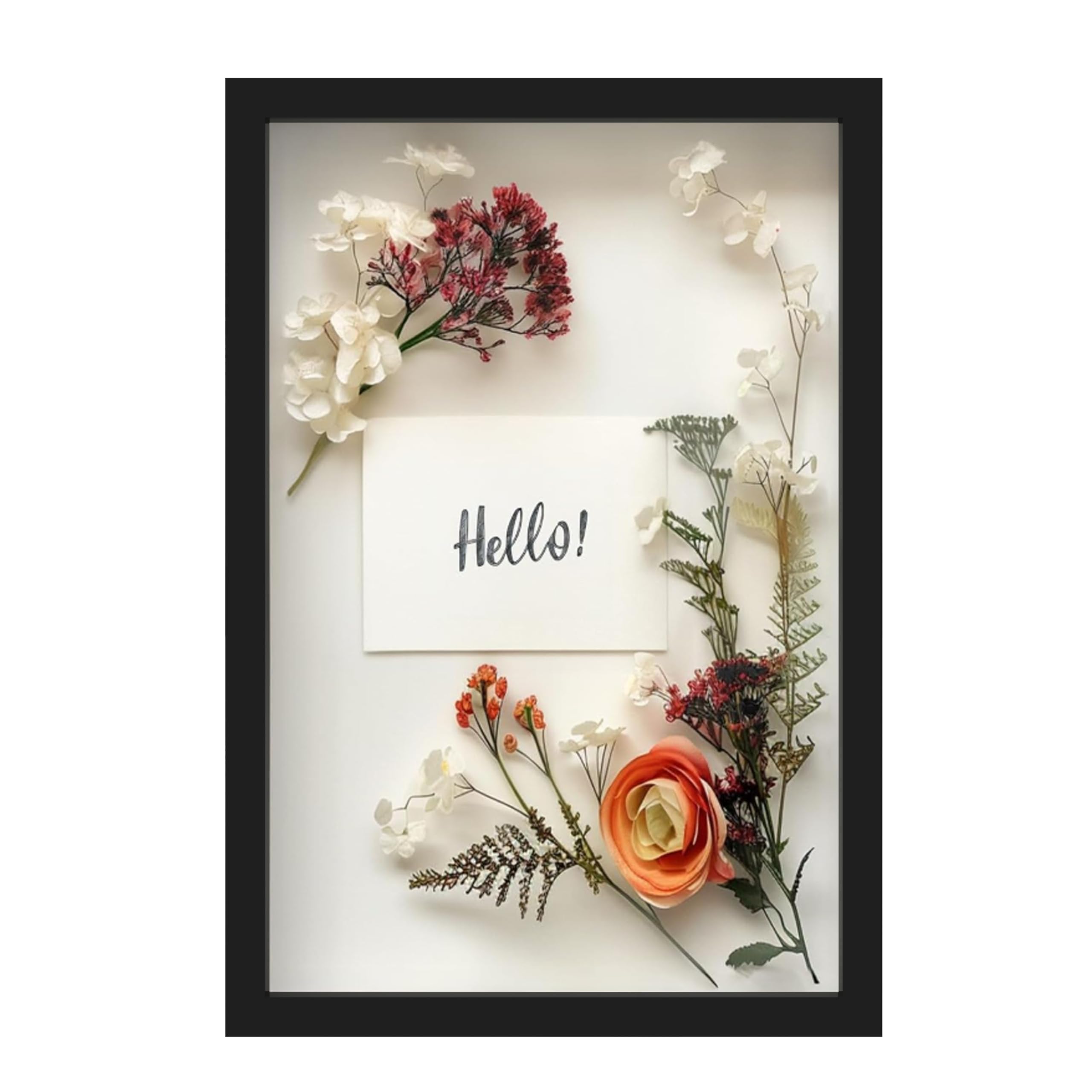 FrameWorks 12" x 18" Black Wooden Shadow Box Frame – Soft Felt Back, Tempered Glass, and Included Elegant White Ball Push Pins