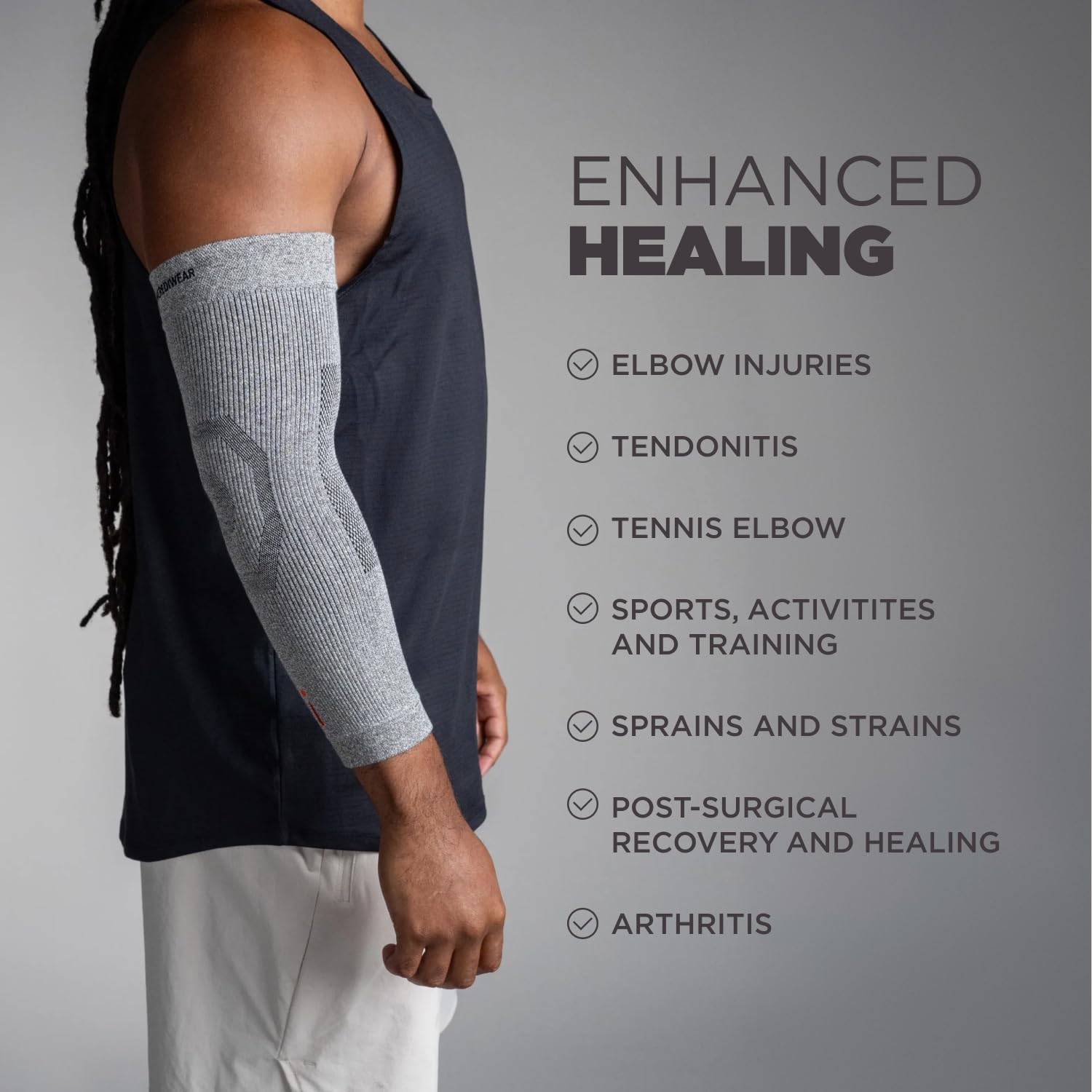 Incrediwear grigio-Supporto ortopedico per gomito, disponibile nelle taglie S/M e L grigio