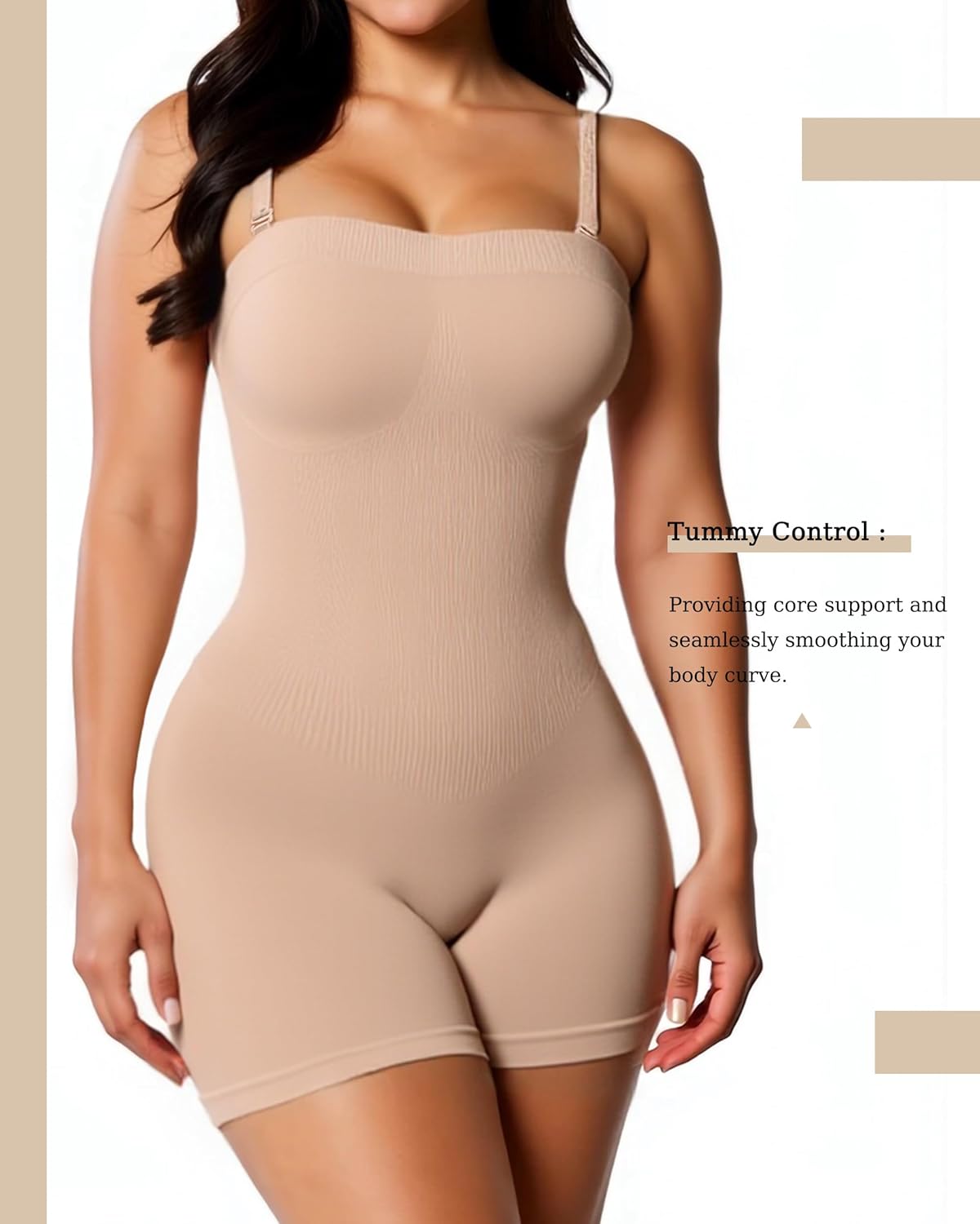 DEYUO Strapless Bodysuit Women Tummy Control Butt Lifter Body Shaper Seamless Mid Thigh Jumpsuit Tops with Removable Straps - Image 6