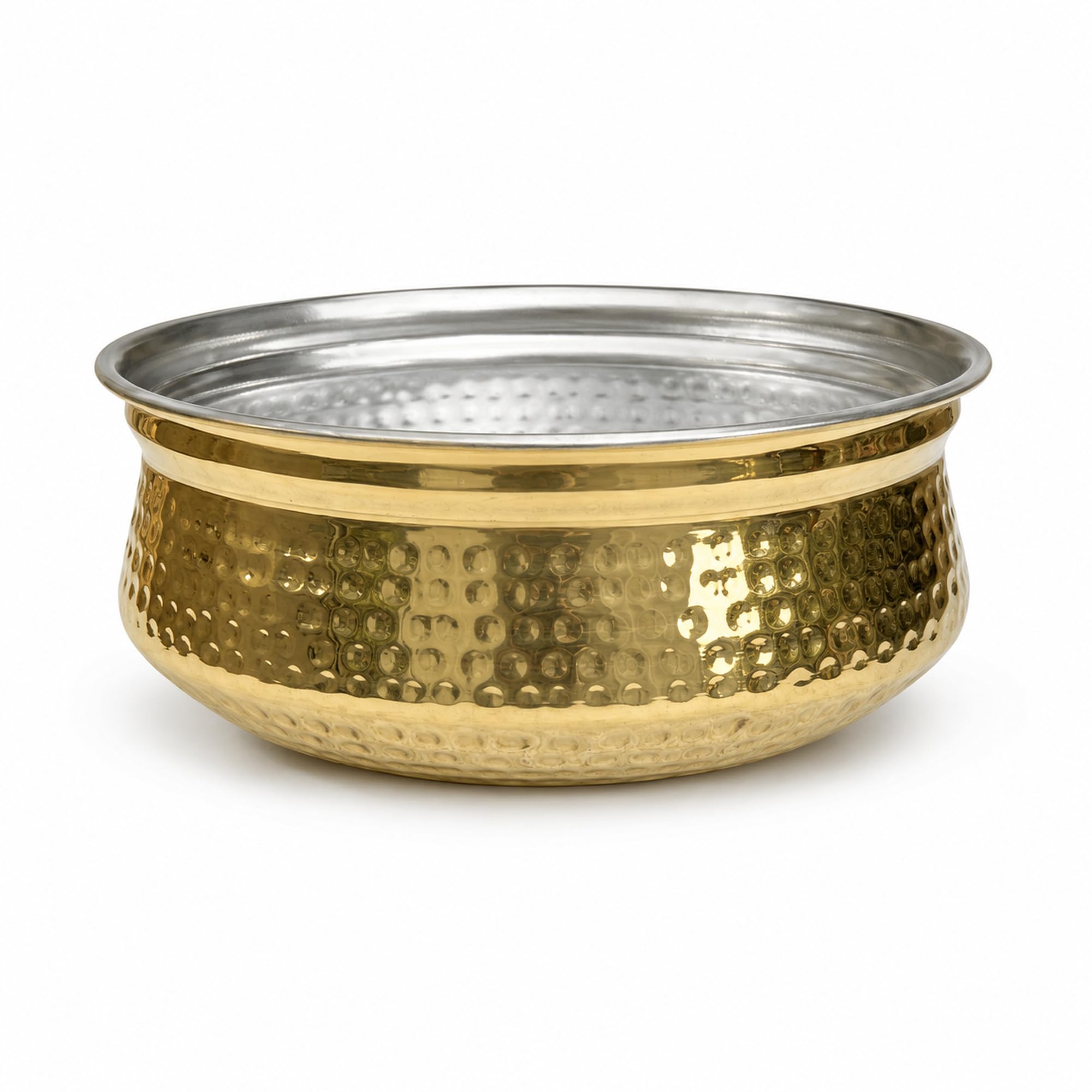 Shiv Shakti Arts Brass Handi with Inside Tin Kalai Lining, 2 Litre, Hammered Design | Traditional Brass Cooking & Serving Handi for Dal, Sabzi, Curry, Rice & Biryani-image-25