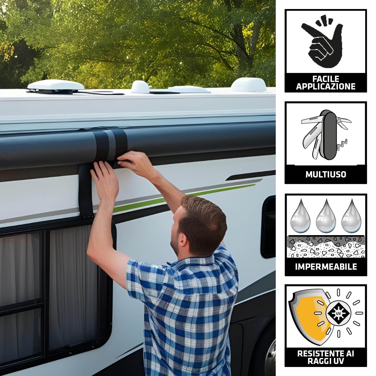 Sika - SikaMultiSeal BT, Alluminio - Nastro sigillante butilico - Rivestito con un foglio di alluminio - Impermeabile - Rotoli da 10m x 100mm