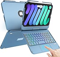 Vista 12 de TaIYanG Funda de teclado para iPad mini 7 A17 Pro 2024 y Mini 6, funda de teclado con trackpad retroiluminado de 7 colores para iPad mini 6ª