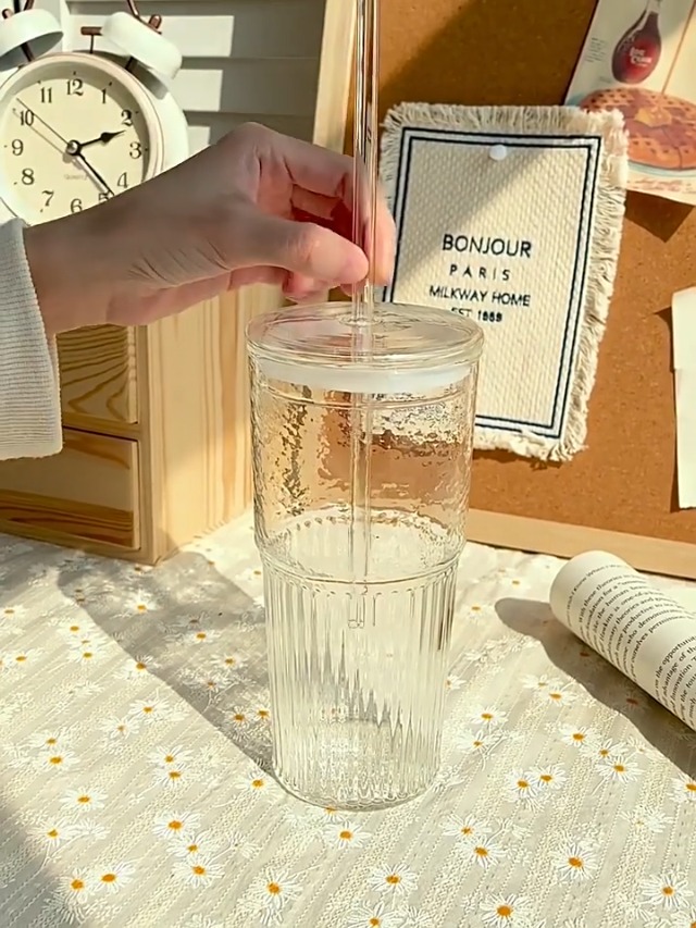 Amazon.com | MINGHYZYA 20 OZ Iced Coffee Cup With Glass Lids and  Straws,High Borosilicate Glass Tumbler Cup Reusable Wide Mouth Smoothie Cups(Clear,1cup):  Tumblers & Water Glasses