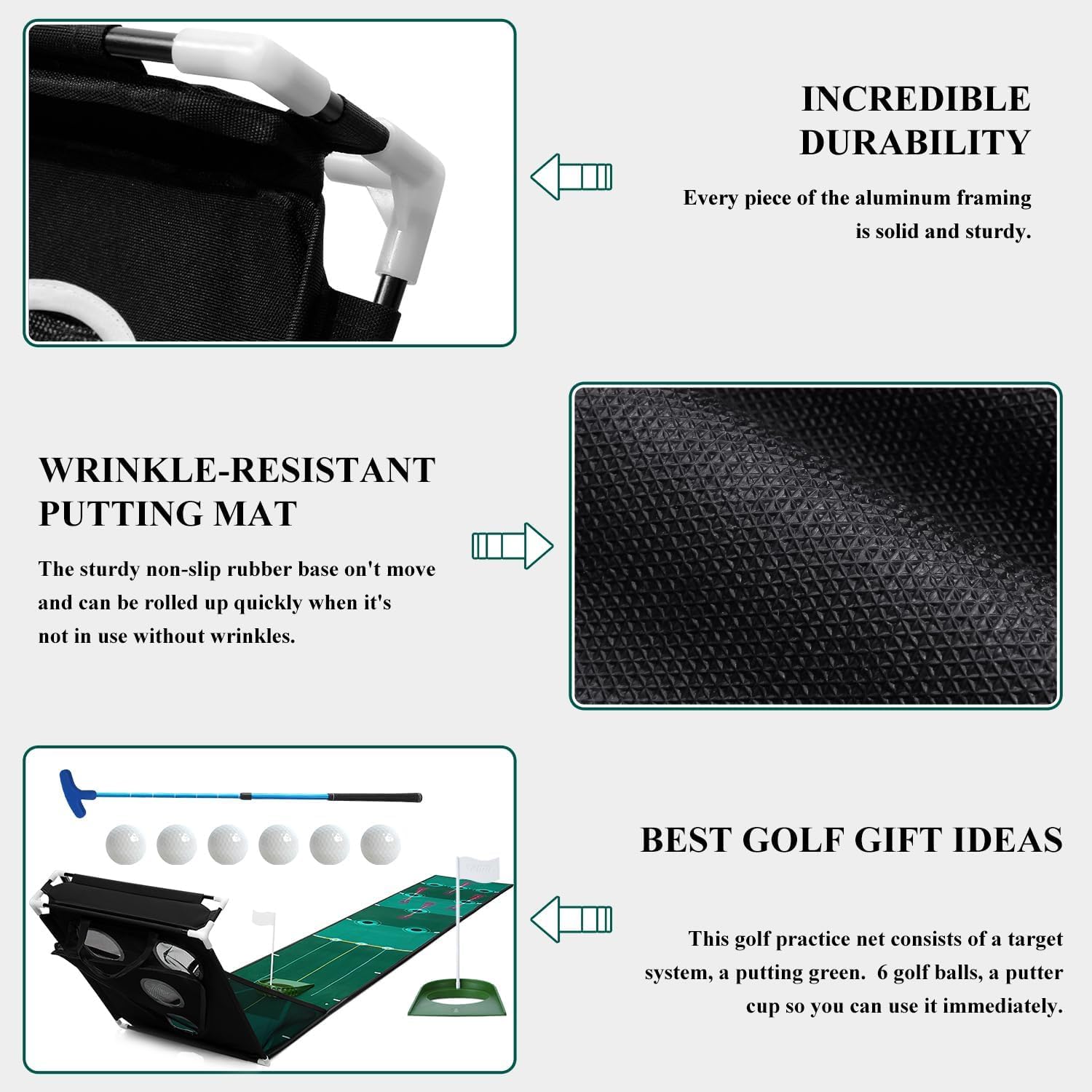 Alfombrilla de golf con sistema de retorno automático de bolas, césped de práctica para interiores y exteriores para entrenamiento profesional