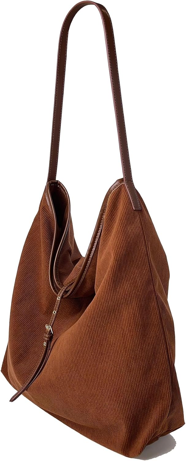 Women Large Slouchy Corduroy Hobo Bag Stylish Tote Bag Casual Daily Purse Trendy Shoulder Bag Handbag - Image 4