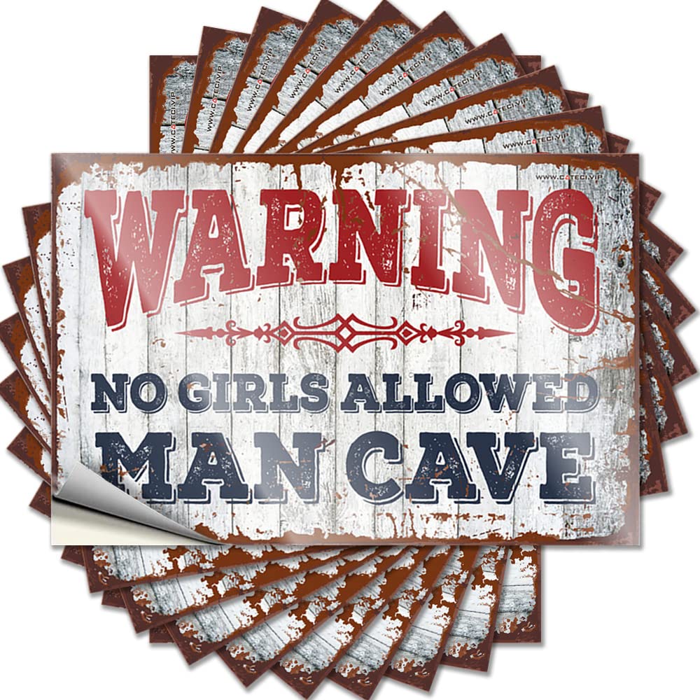 Girls Bumper Sticker | Warning! Man Cave No Girls Allowed Snarky Durable Vinyl Sticker Easy Apply for Military(12X18CM)