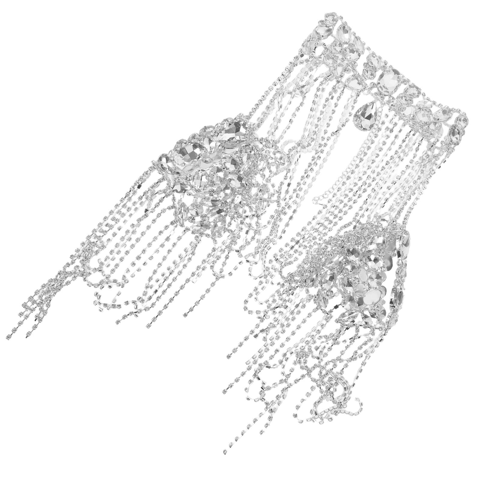 POPETPOP Cadena Corporal de Gemas de Imitación para Mujer Borlas Plateadas, Accesorio Brillante de Aleación, Collar de Hombro Elegante para Fiestas, Festivales y Salidas Nocturnas