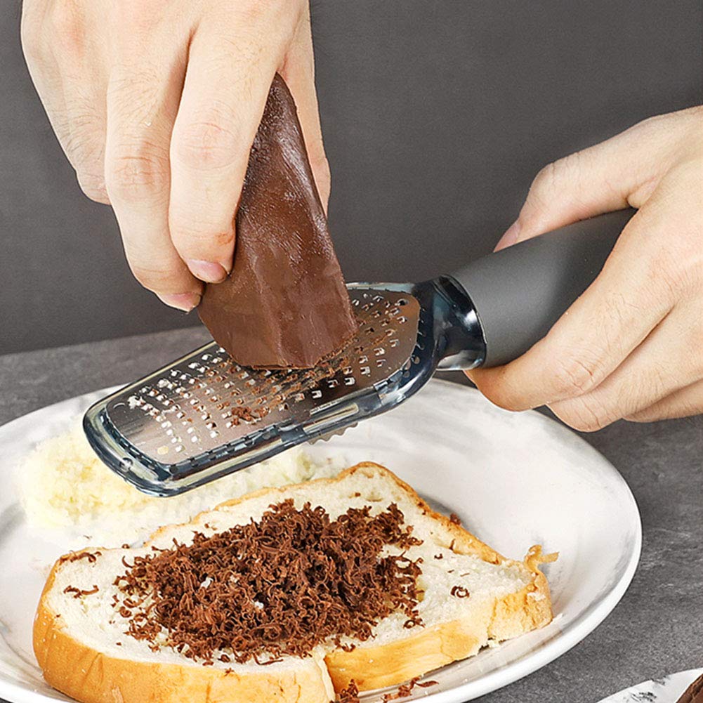 Tarka ze stali nierdzewnej ArinkO: Zester Premium do czosnku, cytrusów, czekolady i nie tylko - ergonomiczna konstrukcja, bezpieczny uchwyt - elegancki szary