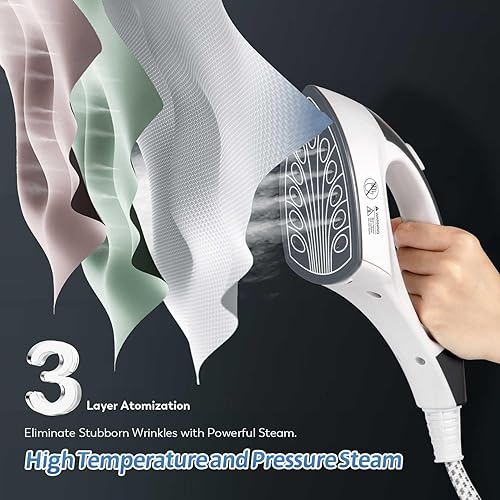 Miniatura 5 de Hapyvergo Vaporizador de ropa de pie adecuado para todo tipo de tela, plancha plana para colgar se calienta rápidamente en 25 segundos durante 1