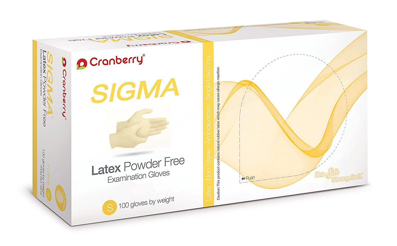 Cranberry USA Cranberry Sigma Latex Exam Gloves, Pack of 100, Small, 4.5 Mil