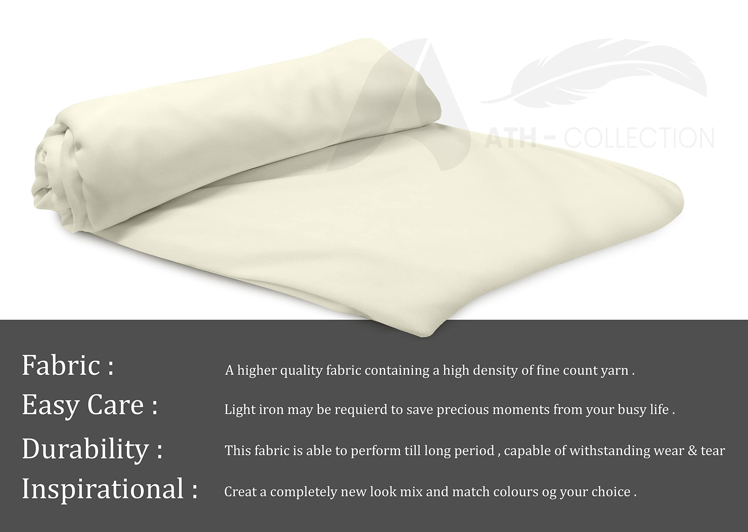 A ATH COLLECTION 300 Thread Count Egyptian Cotton Fitted Sheet 30 CM/12 Inch Extra Deep Pocket, Hotel Quality Cotton Soft - Image 4