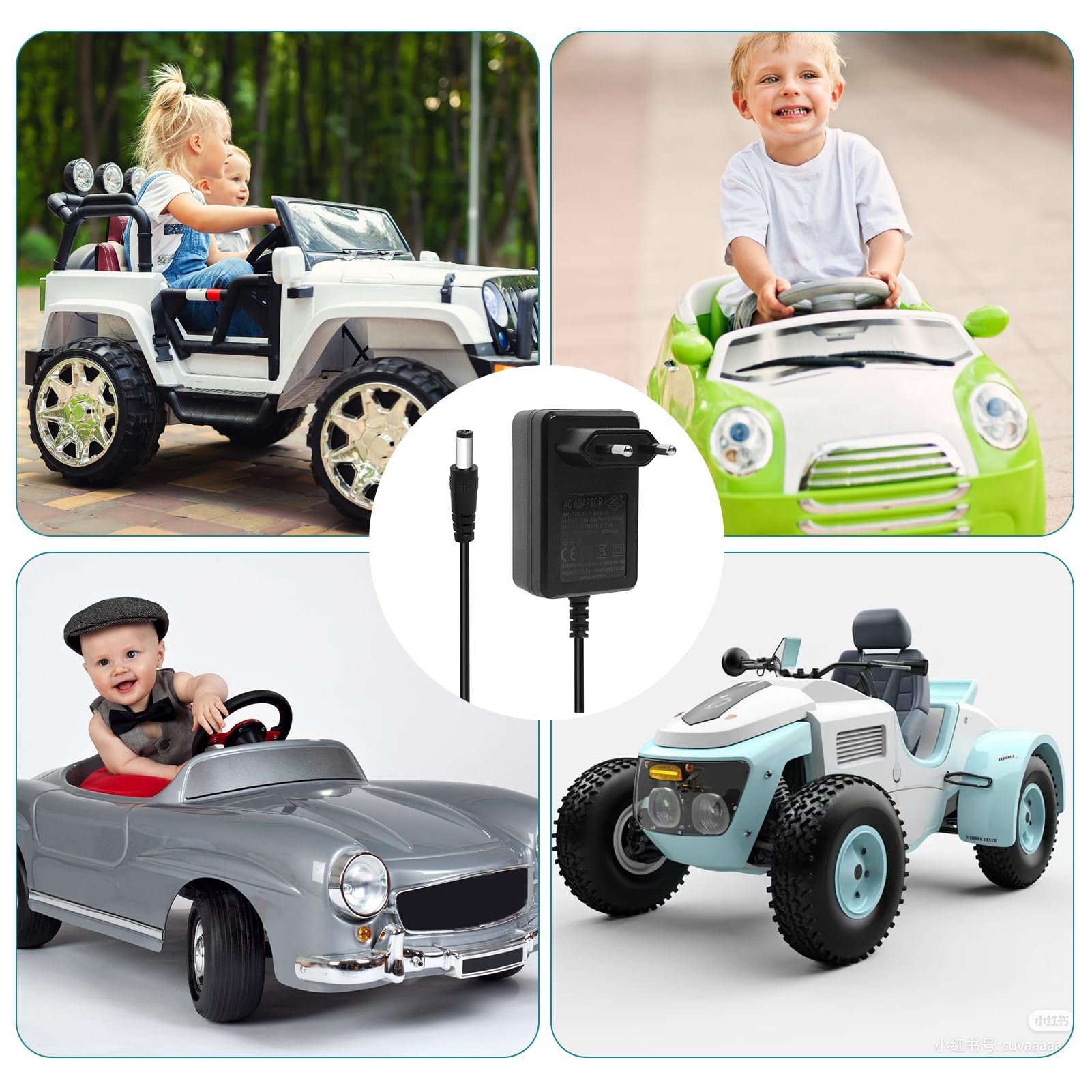Cargador de 12 V para coche eléctrico infantil, cargador universal de 12 V 1 A, para coche eléctrico infantil, paseo en juguetes, para SUV ATV moto, coche, eléctrico de motocicleta, coches eléctricos