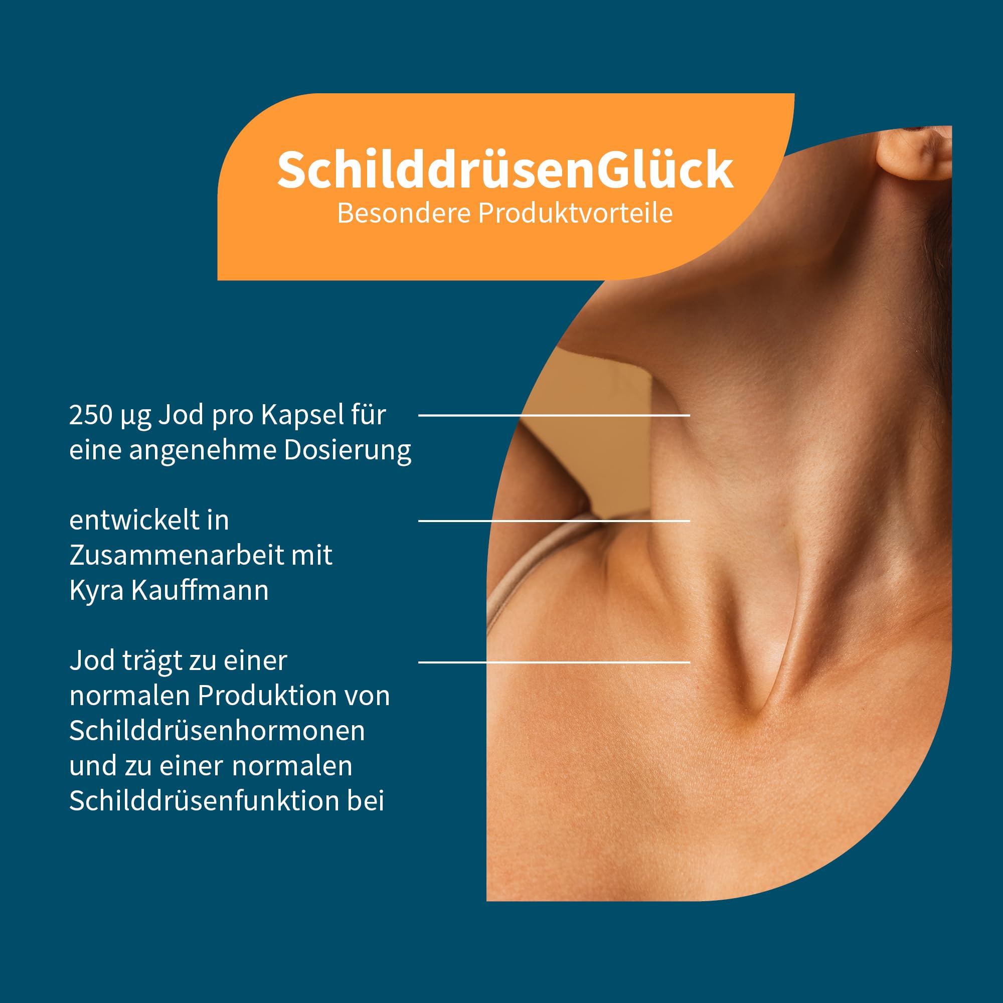 NatuGena SchilddrüsenGlück, 250 μg Jod & 100 μg Selen, 250 mg L-Tyrosin & 1 mg Astaxanthin pro Kapsel, 180 Kapseln (6 Monats Packung)