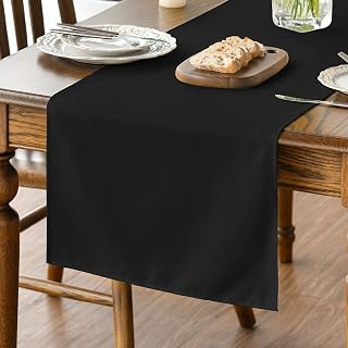 Artoid Mode Black Table Runner, Seasonal Halloween Washable Kitchen Dining Table Decoration for Home Party Decor 13x60 Inch