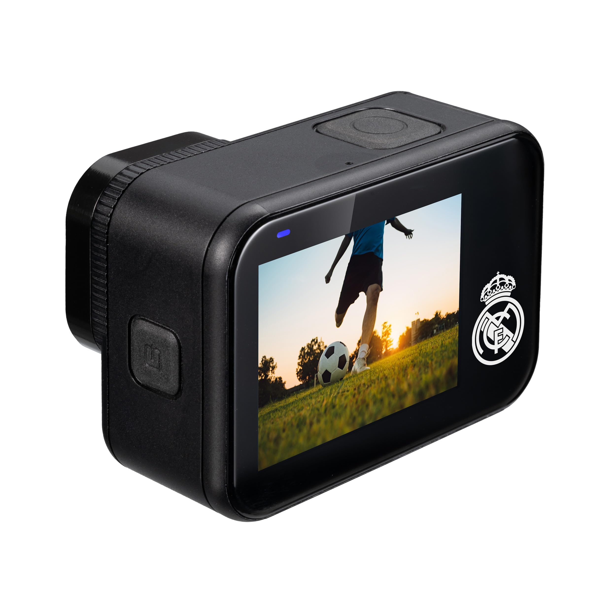 Bresser Real Madrid Kamera sportowa 4K, wodoodporna do 10 m, szeroki kąt 170°, ekran dotykowy 2", Wi-Fi, stabilizacja obrazu, microSD do 256 GB, czarny