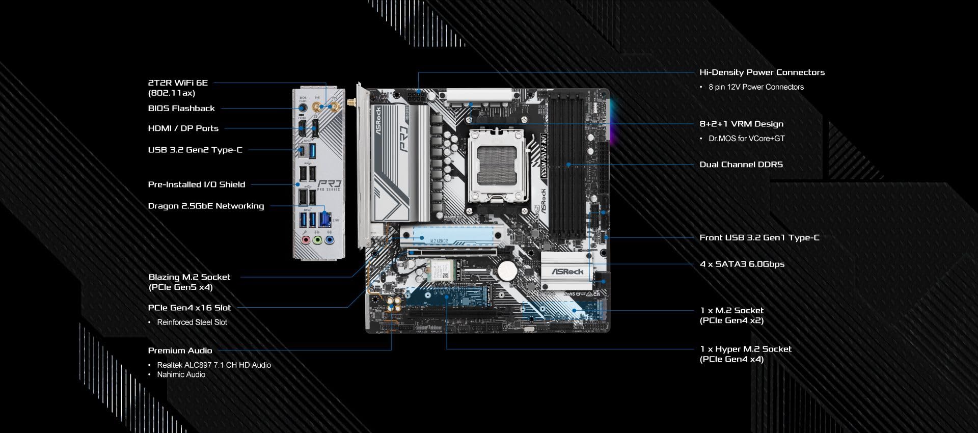 Amazon | Asrock B650MProRSWiFi Mb Asrockb650m Pro Rs WiFi R