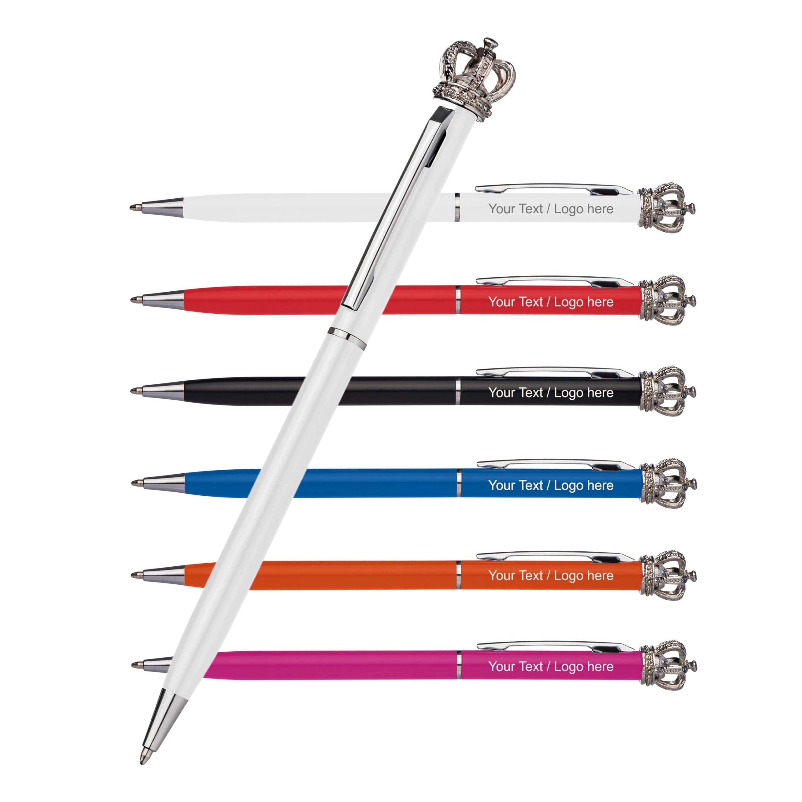 Schmalz® 50 Penne a sfera in metallo con corona – Incisione personalizzata – Penna a sfera di alta qualità come regalo per uomini e donne (50)