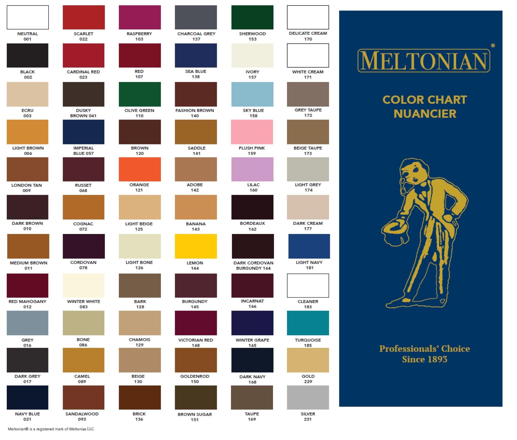 Meltonian Cream, Printed on Paper Color Chart