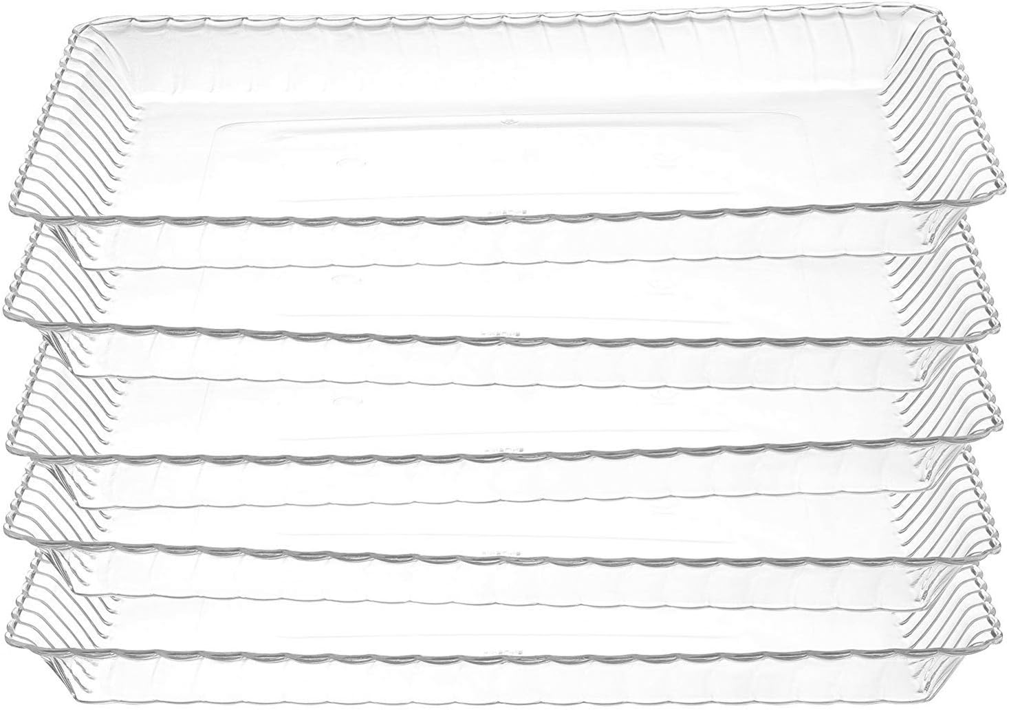 4 Pack Rectangular Plastic Trays, Heavyweight Disposable Serving Party Platters,