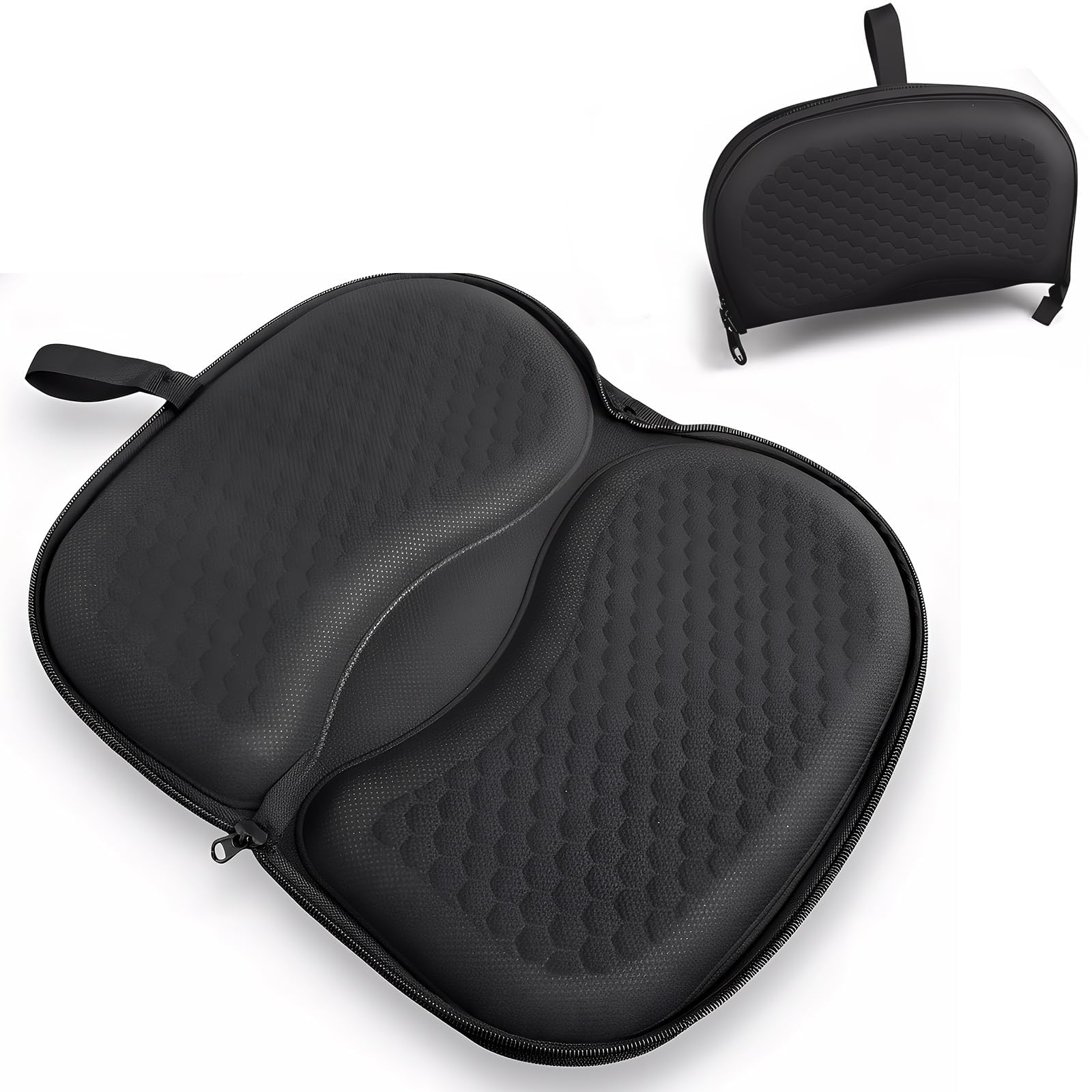 masteymoh Foldable Honeycomb Seat Cushion, Small Portable Gel Seat Cushion for Travel, Butt Pillow for Back Pain Relief, Sciatica (Black)