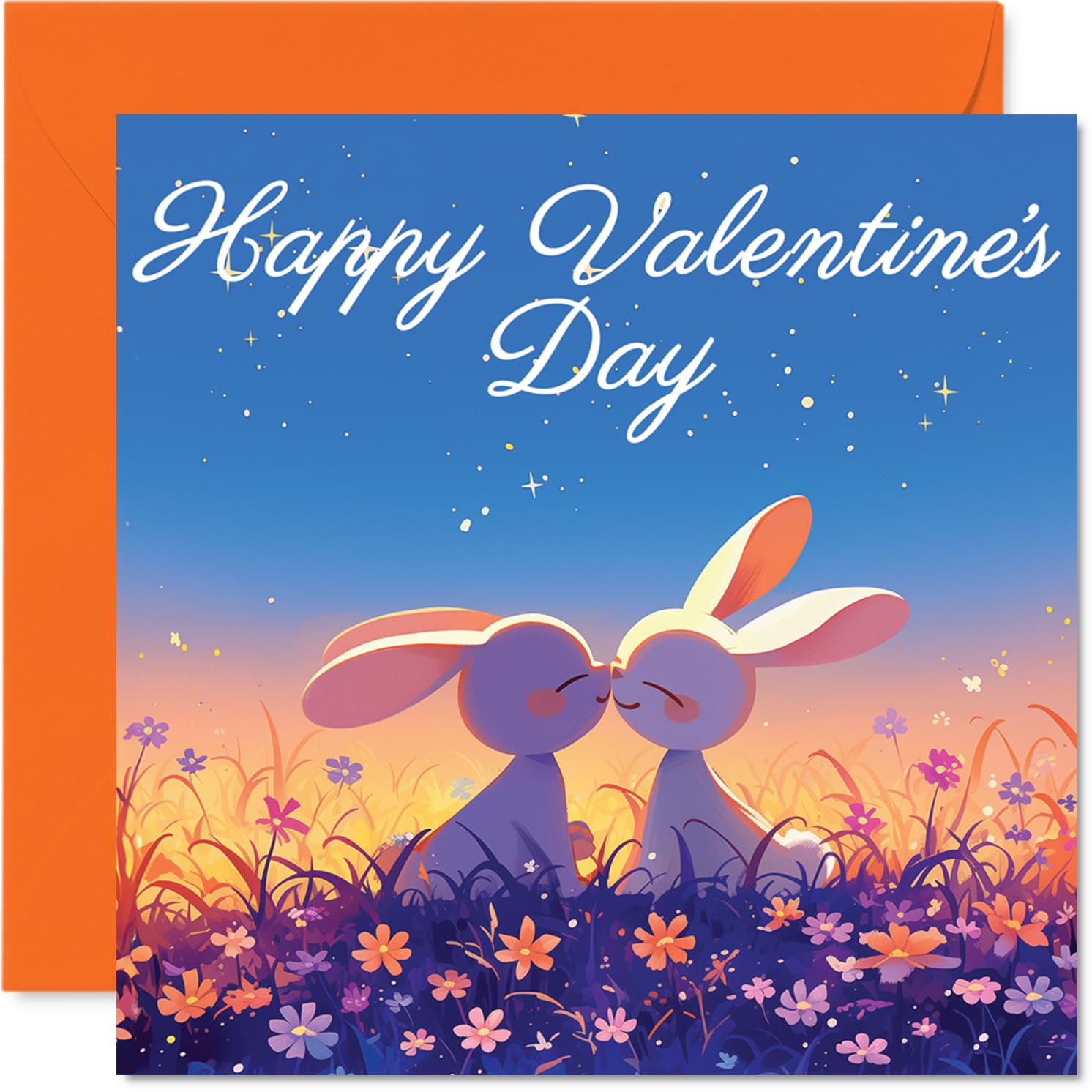 Cute Valentines Day Card - Rabbits in Love - Romantic Happy Valentines Card for Women Men, 145mm I Love You Valentine Greeting Cards