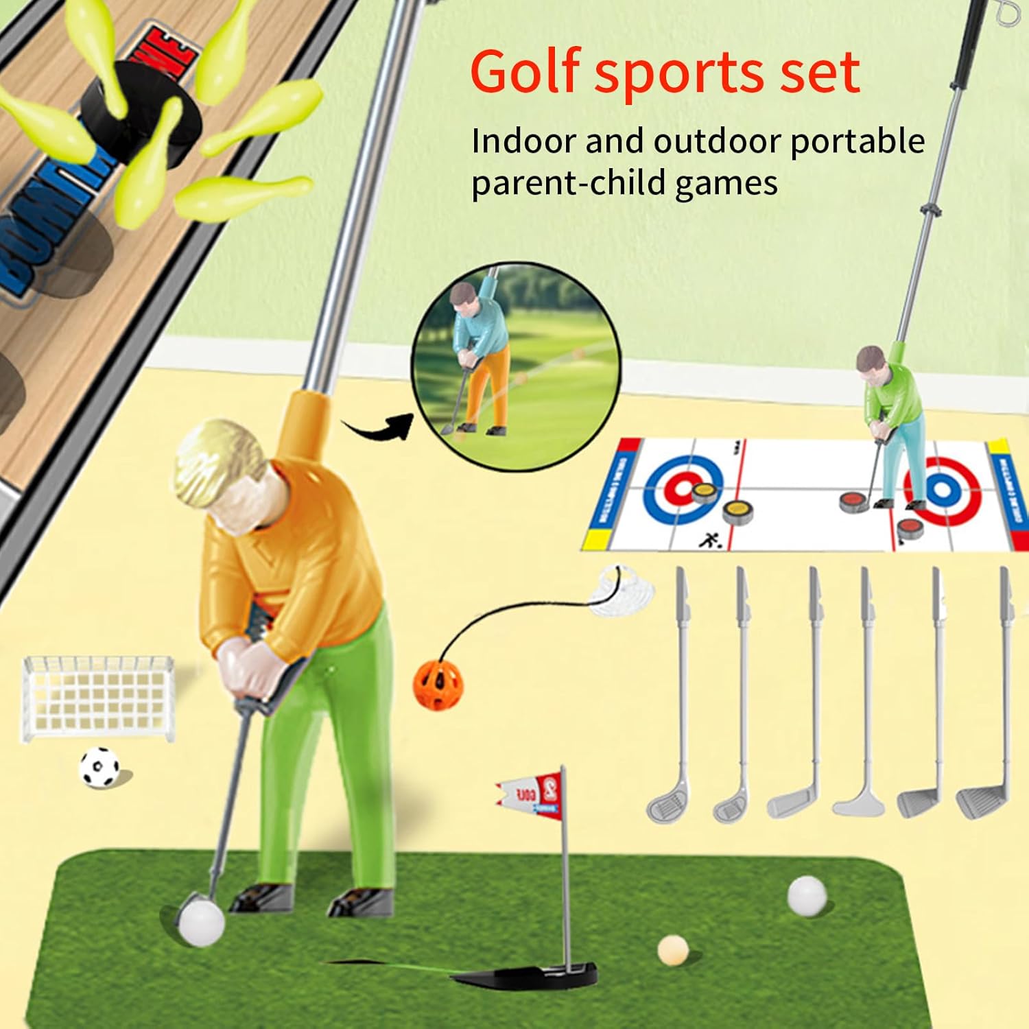 Engaging Golf Kit - Kids Outdoor Recreation Challenge, Multi-Function Putting Ball Feature, Compact Swing Grip Support, Toy Practical Accessory, Family Games for Classroom, Backyard, Park