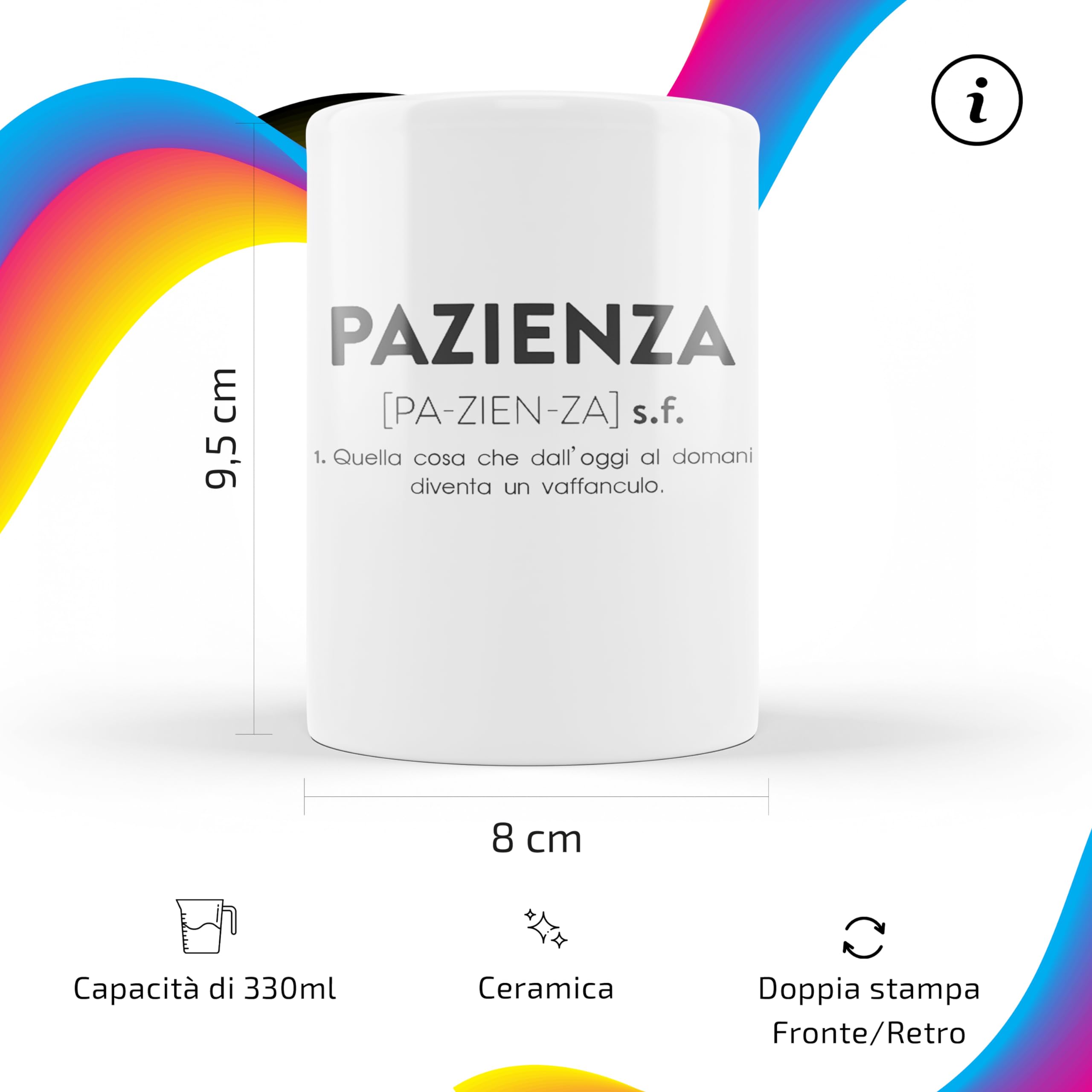 AL PRODUCTION Ceramica Tazza Mug PAZIENZA DESCRIZIONE DIVERTENTE - Tazza regalo di compleanno - Divertente - Humor