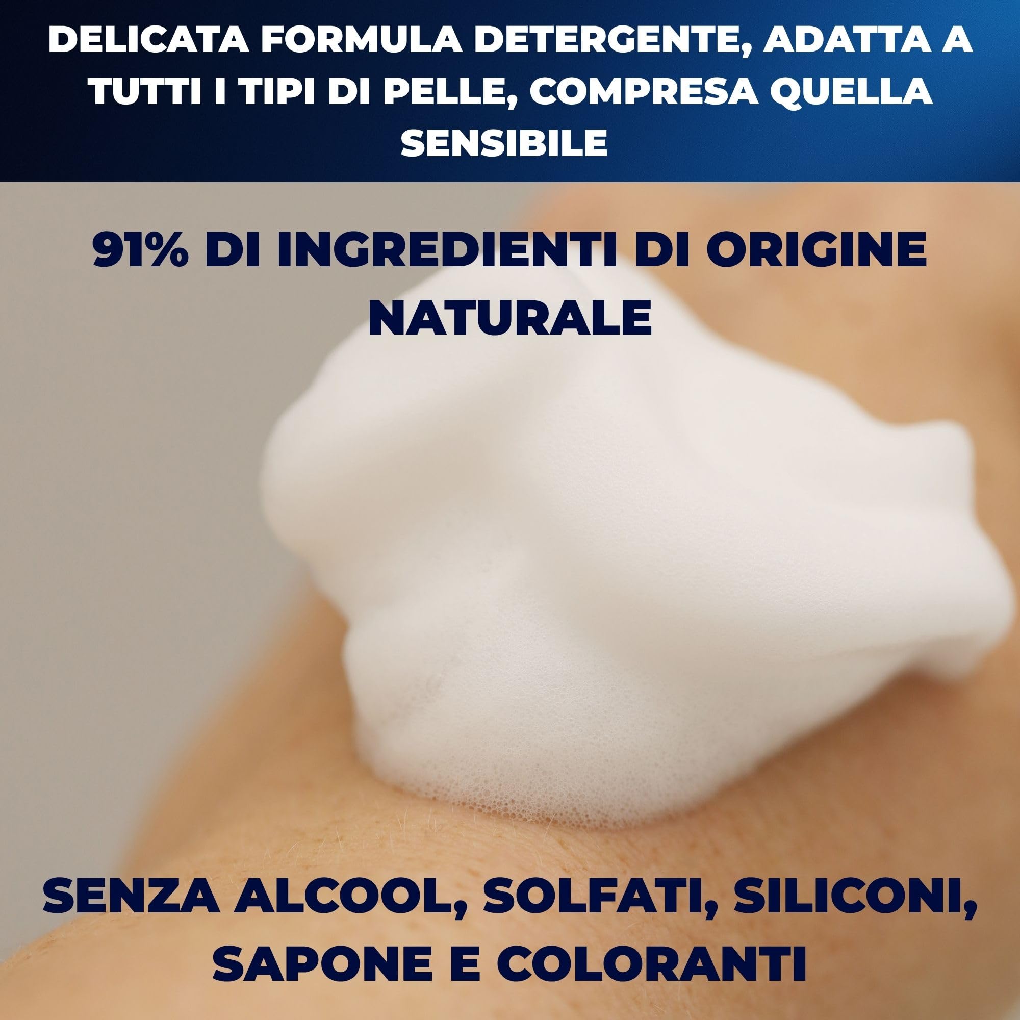 Afrodita Professional Clean Up Fluffy Cleansing Mousse detergente delicato viso pelle sensibile con acido ialuronico e provitamina B5, vegano, 200 ml