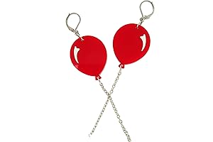 Red Circus Balloon Lever Back Dangle Earrings, Scary Party Creepy Halloween Jewelry for Women Girls