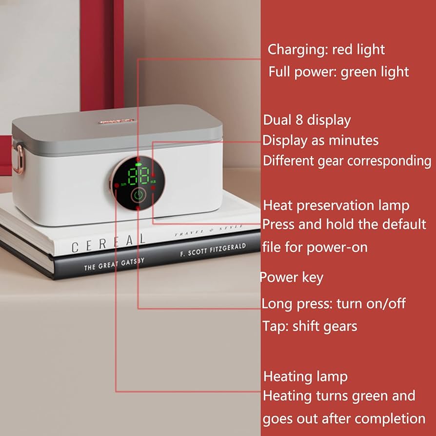 【新品】ポータブル電気加熱ランチボックス（1000ml大容量・充電対応） S807c678bd41d44c080a087d3fbeac