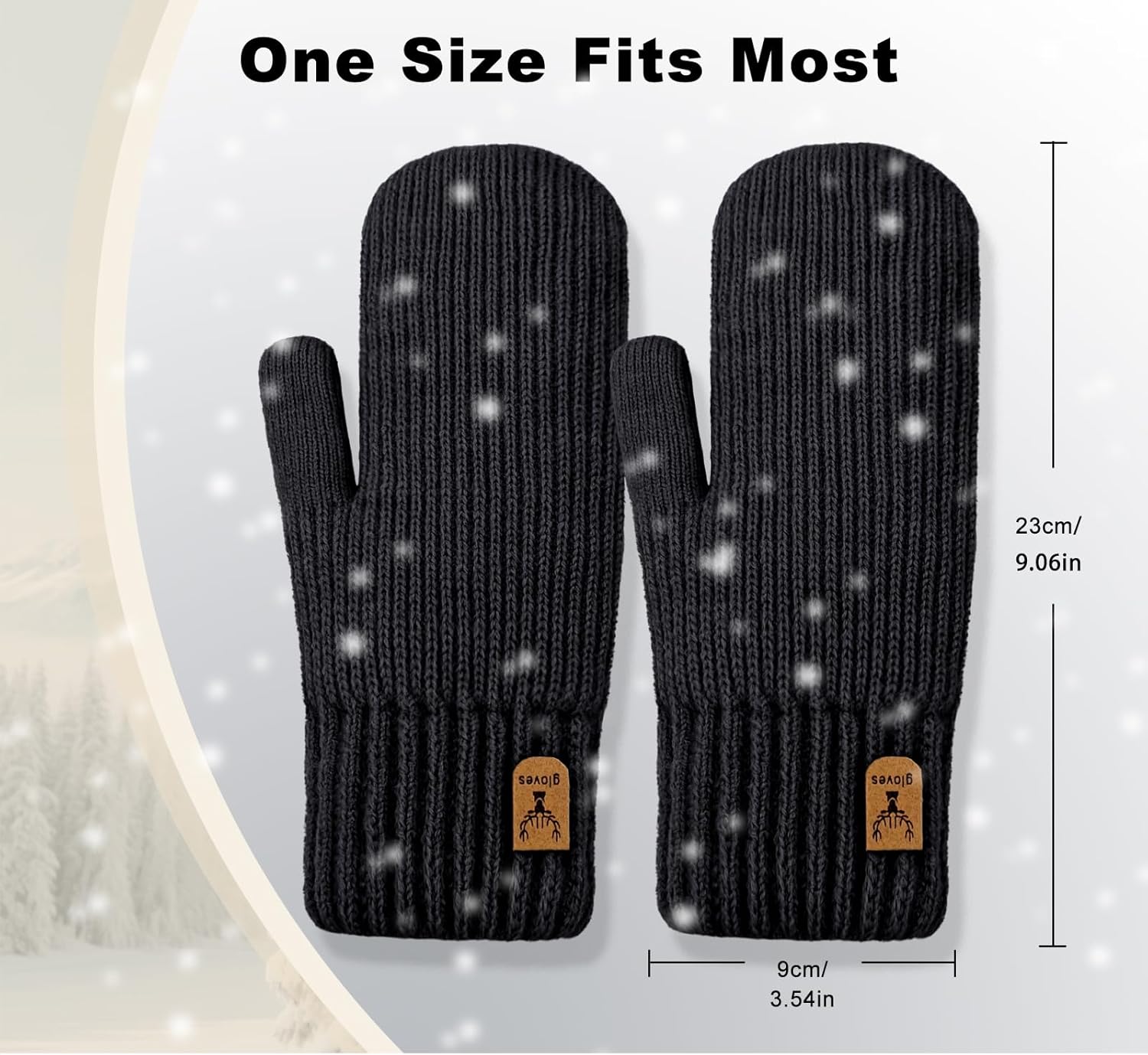 Winter Mittens for Women Warm Fleece Cozy Knit Thick Thermal Wool Snow Gloves & Mittens for Cold Weather Gifts - Image 2